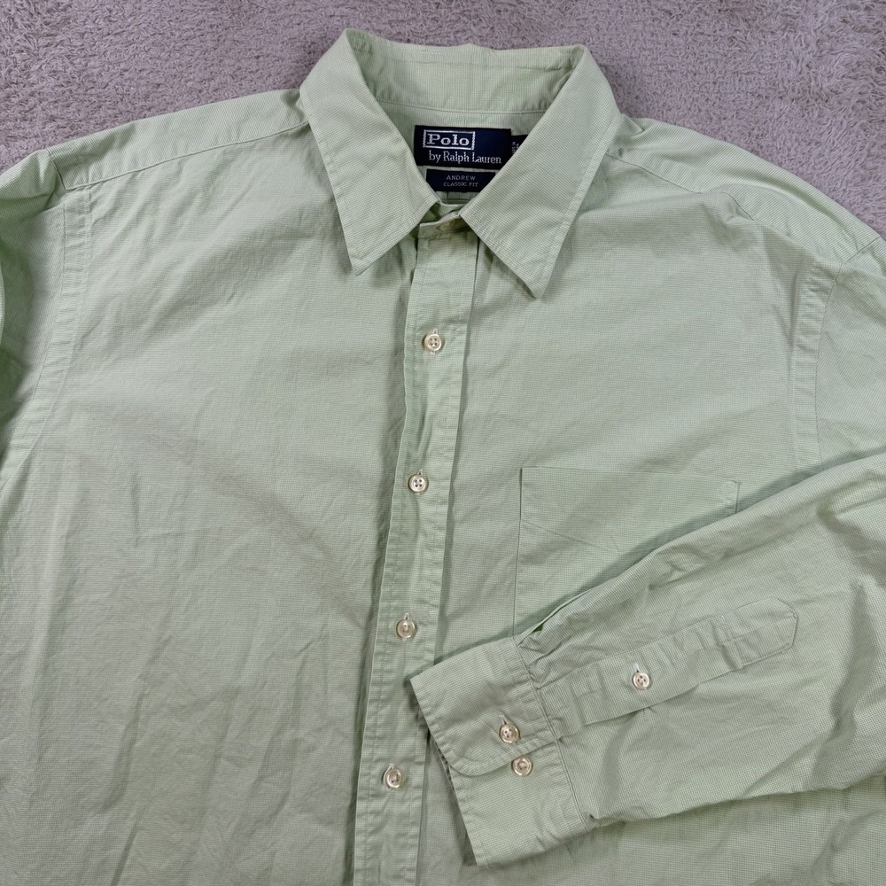 Polo Ralph Lauren Shirt Mens 2XL Green Andrew Classic Fit Button Pocket 17 34/33